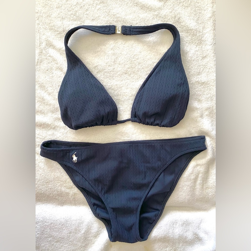 Vintage Ralph Loren navy blue bikini size small